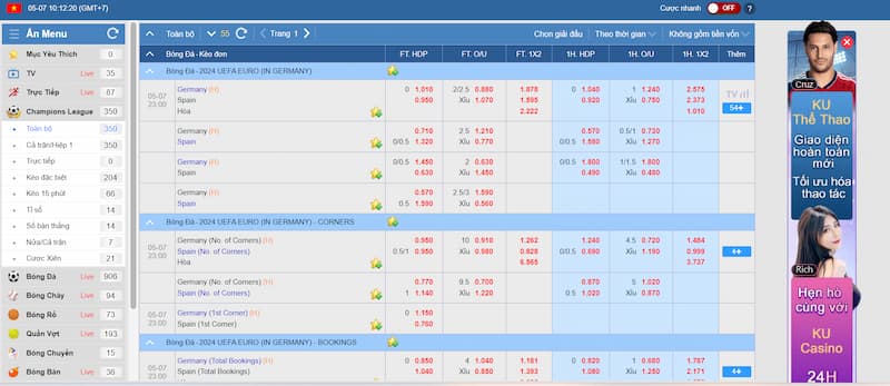 Thể Thao Kubet: Trải Nghiệm Cược Thể Thao Đa Dạng Năm 2026 5 Một số kèo cược phổ biến ở sảnh thể thao tại Kubet